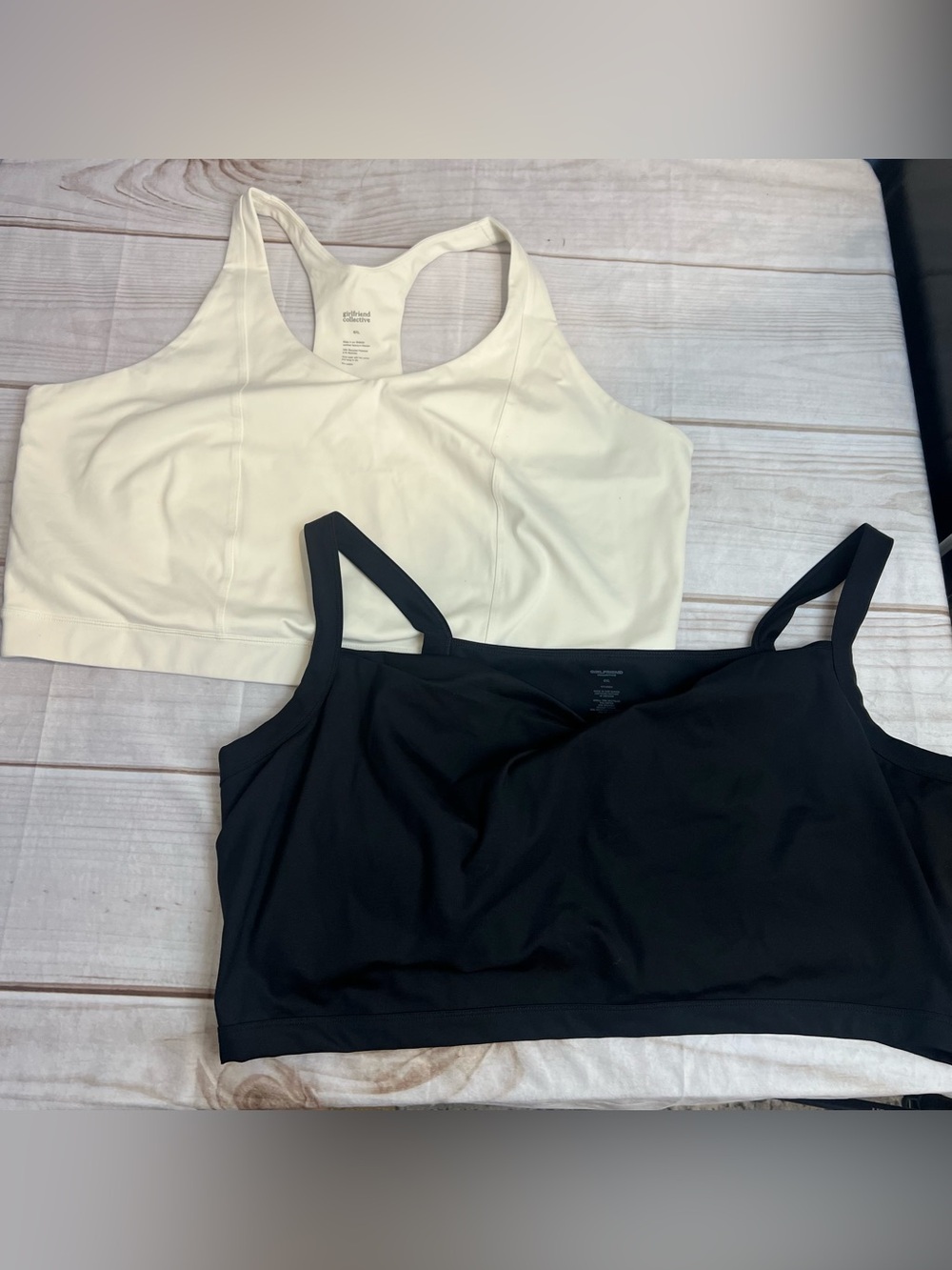 6XL Plus size girlfriend collective Cream and Black Racerback Bras athletic